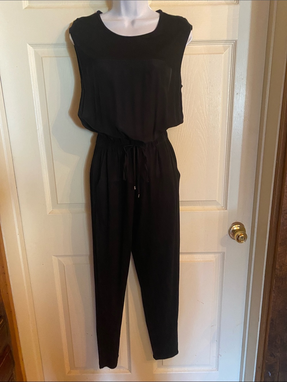Trina Turk Black Sleeveless Drawstring Jumpsuit